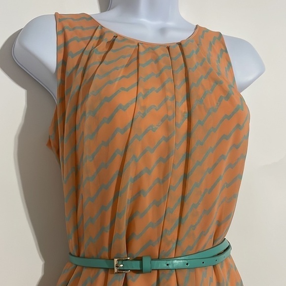 Pants Store Women’s Coral Striped Dress with Belt! - Picture 3 of 7